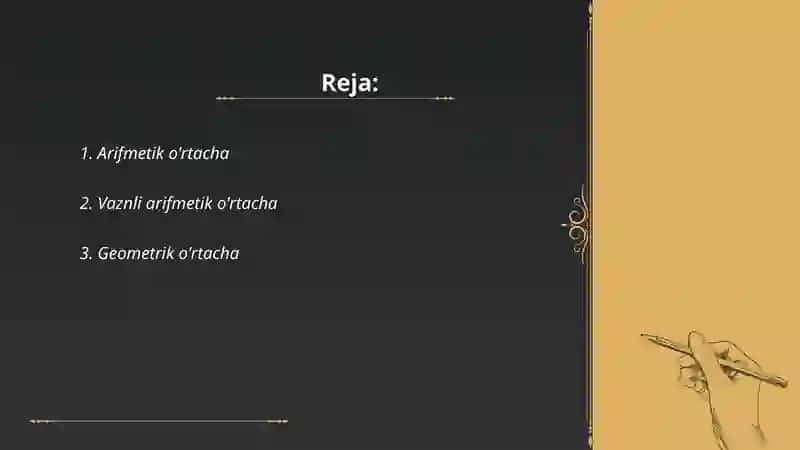 Arifmetik o'rtacha 2
