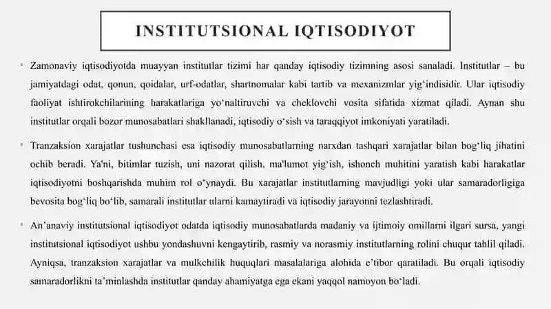 Institutsional iqtisodiyot 2