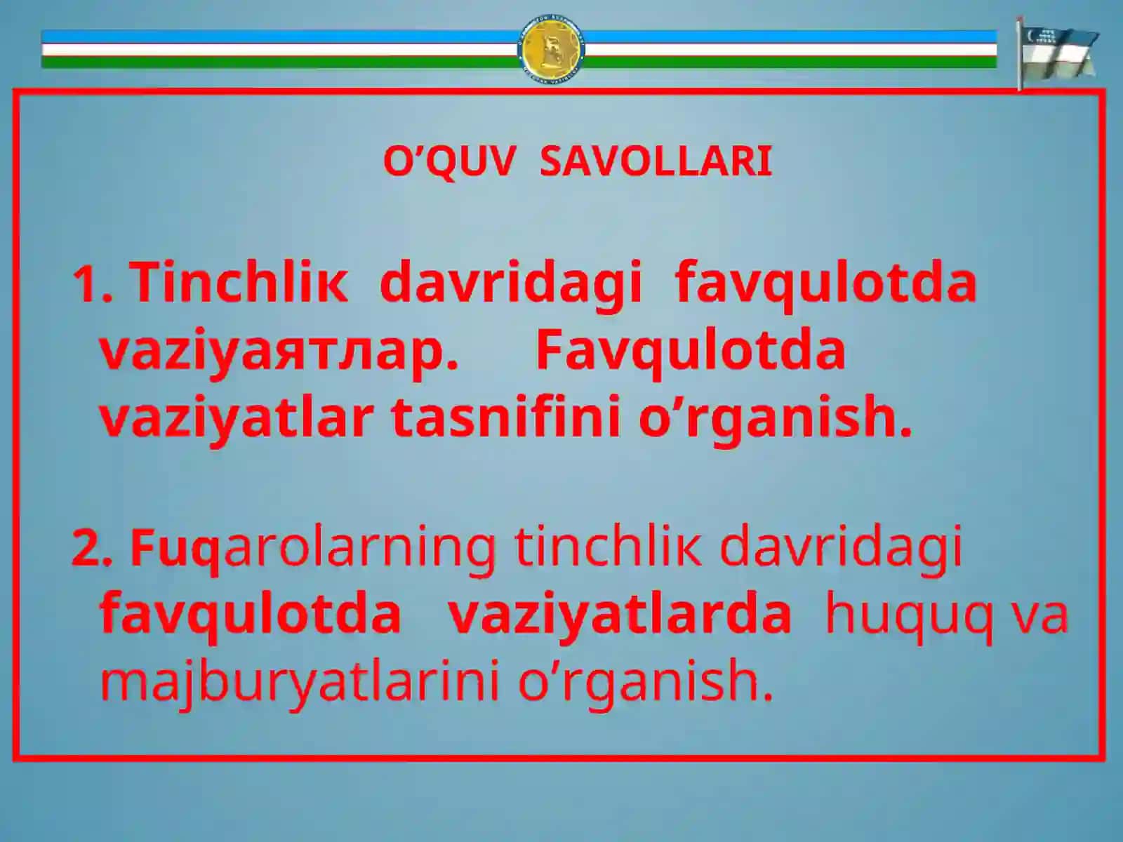 Favqulotda vaziyatlarda aholinish axsiy muxofazavositalari (ShMV) 2