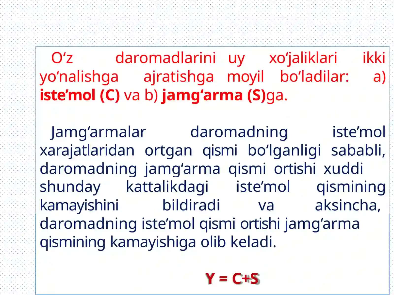 Daromadning iste’mol va jamg‘arma funksiyasi 2