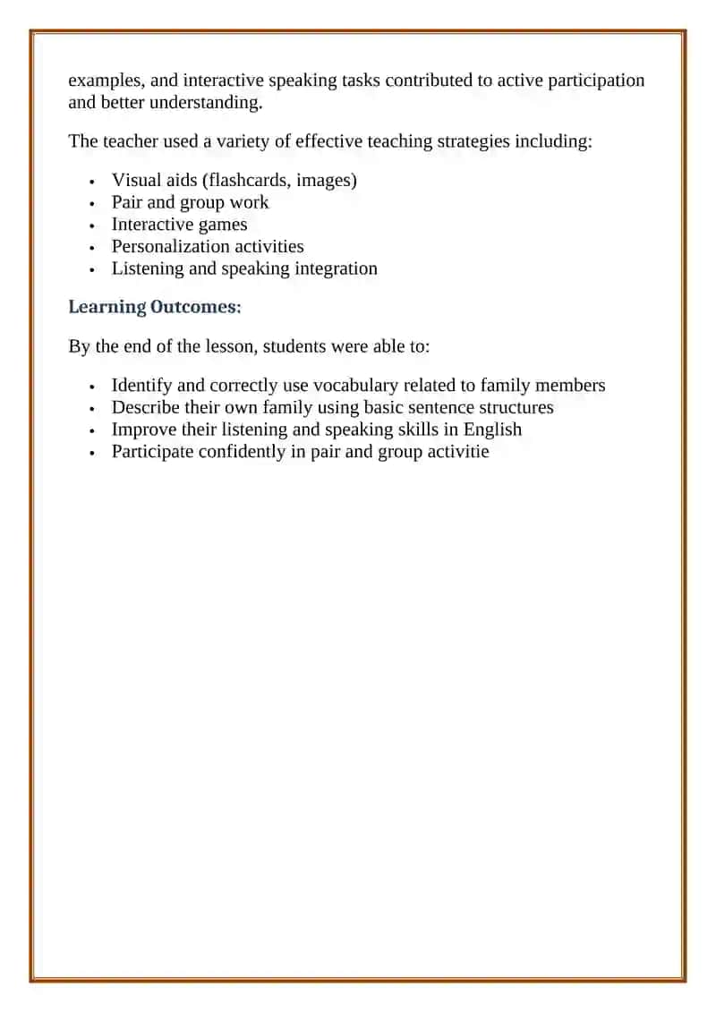 Open Lesson Report on the Topic "Families" 2