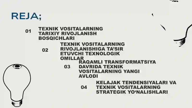 TEXNIK VOSITALARNI RIVOJLANISH TENDENSIYASI 2