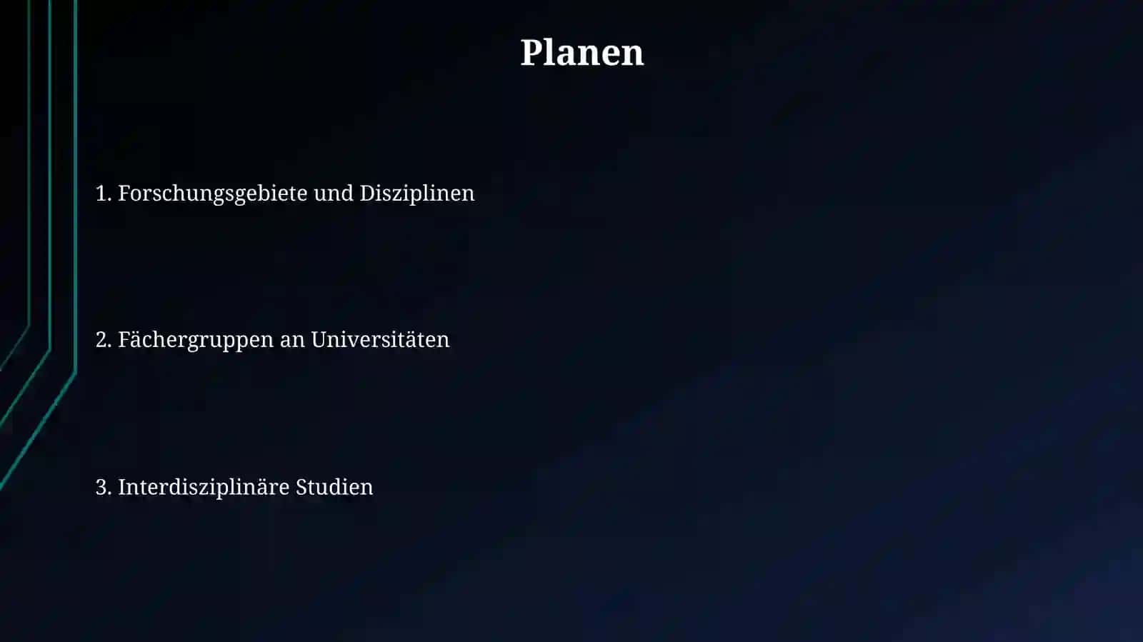 Die Fachrichtungen an den Universitäten 2