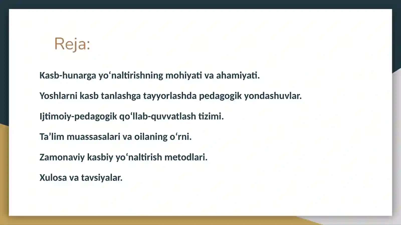 Yoshlarni kasb-hunarga maqsadli yo‘naltirishga doir ijtimoiy-pedagogik ish 2