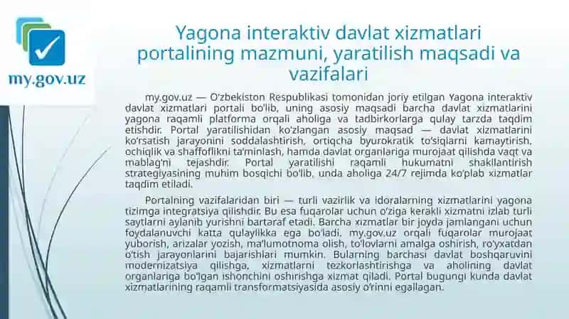 my.gov.uz – Yagona interaktiv davlat xizmatlari portali 2