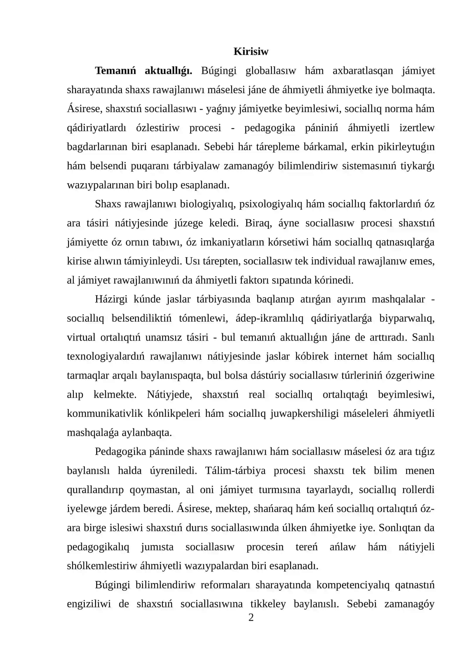 SHAXS RAWAJLANIWI HÁM SOCIALLASIWINIŃ TEORIYALIQ TIYKARLARI 2