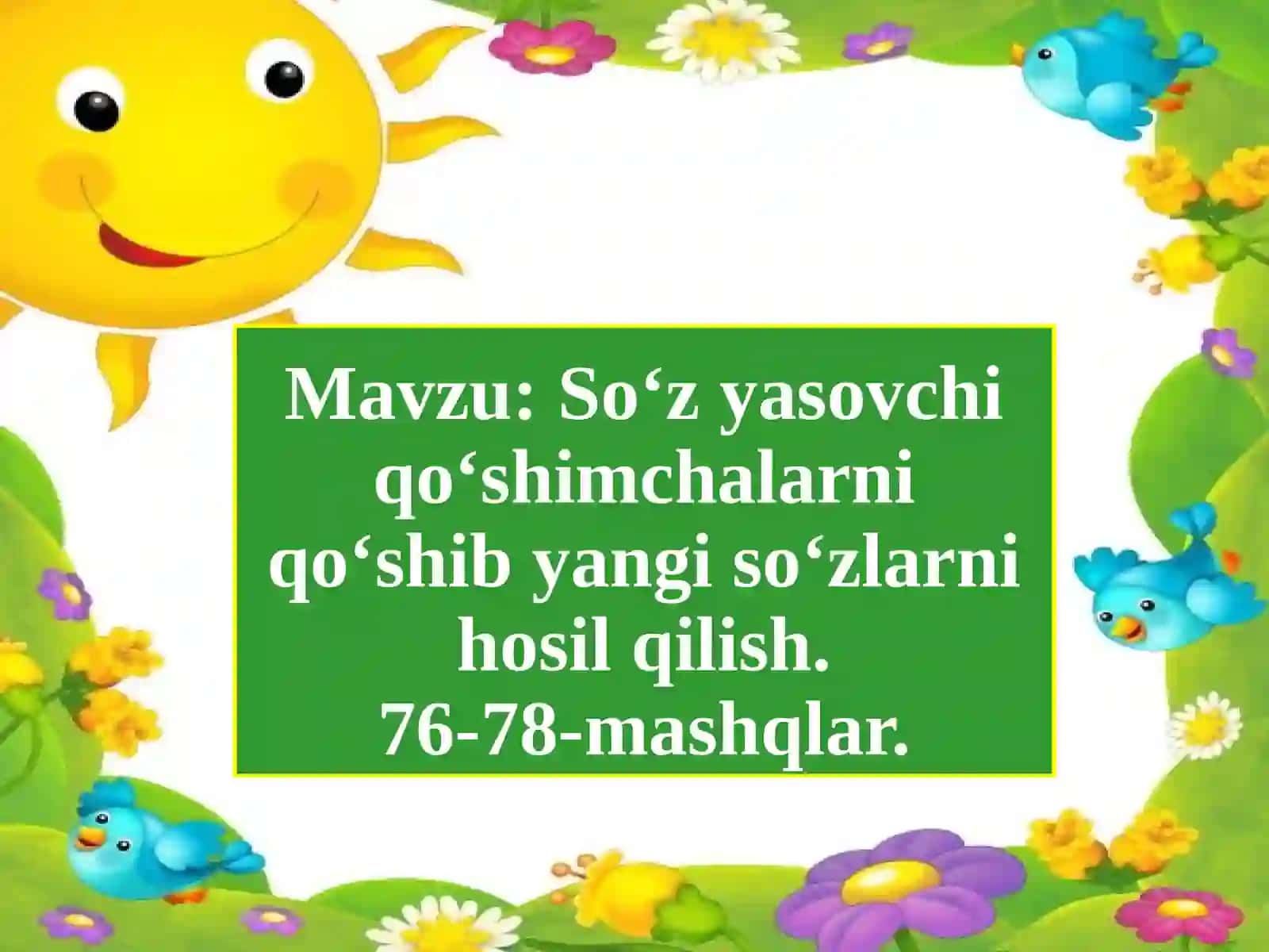 So‘z yasovchi qo‘shimchalarni qo‘shib yangi so‘zlarni hosil qilish 2