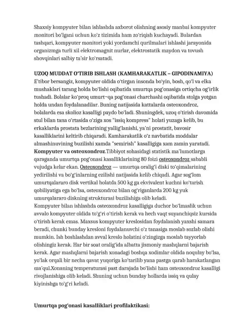 KOMPYUTERNING INSON SALOMATLIGIGA TA’SIR ETUVCHI ZARARLI OMILLARI 2