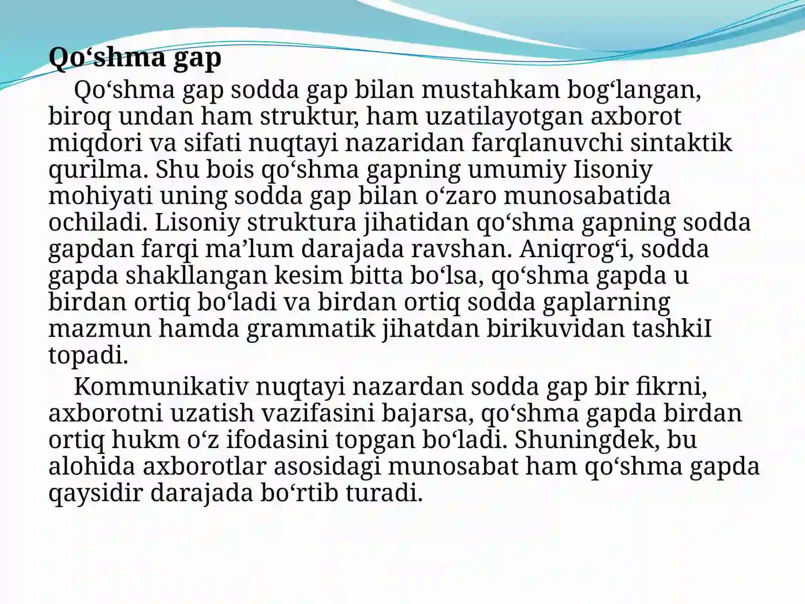 Zanjirli, parallel hamda biriktiruvchi bog‘lanishdagi gaplar 2