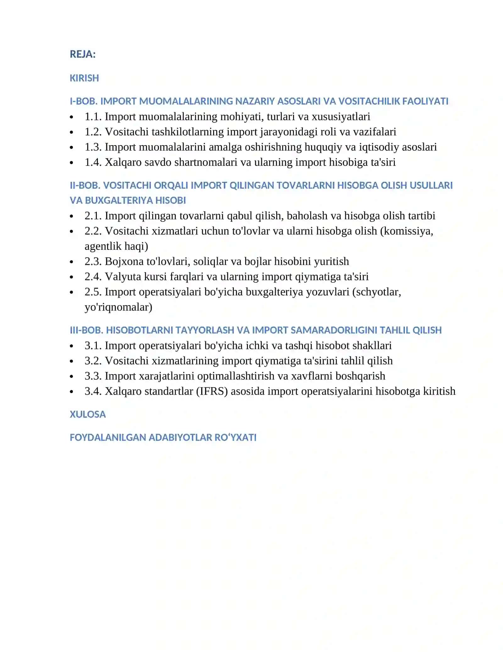 Vositachi orqali amalga oshiriladigan import muomalalarining hisobi 2