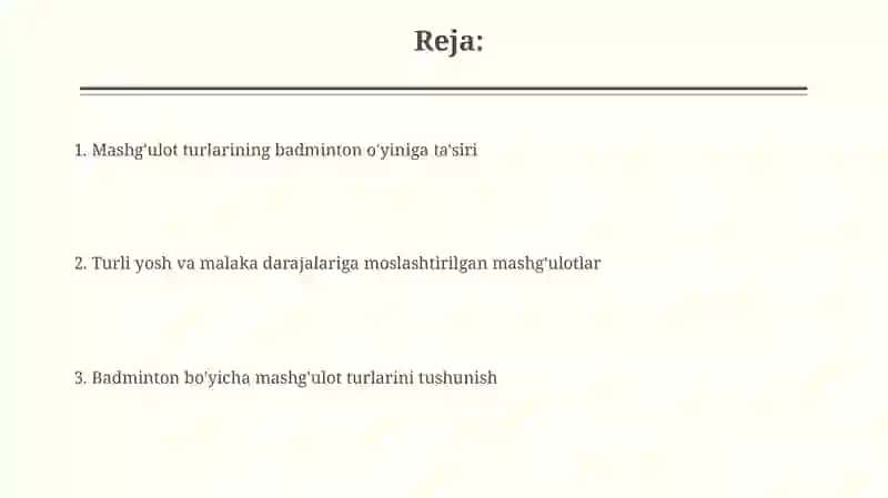 Badminton o‘yinida tayyorgarlik turlarining o‘rni va ahamiyati 2