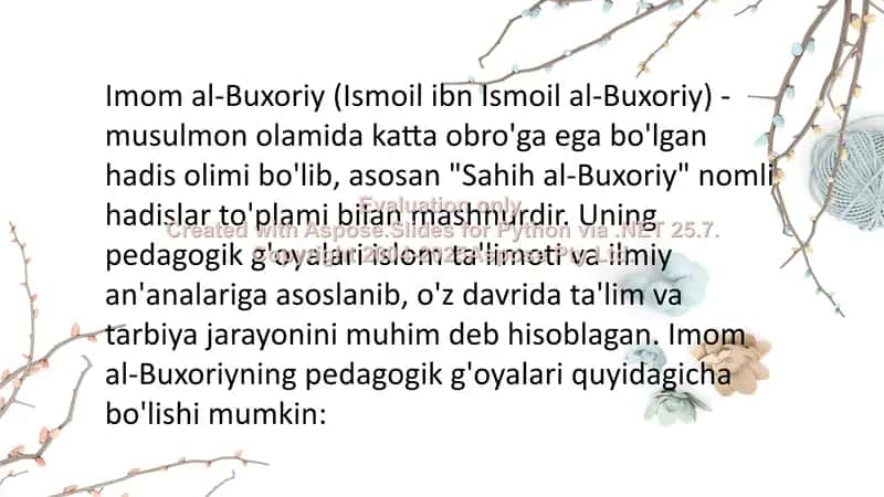 Imom al-Buxoriy pedagogik g'oyalari 2