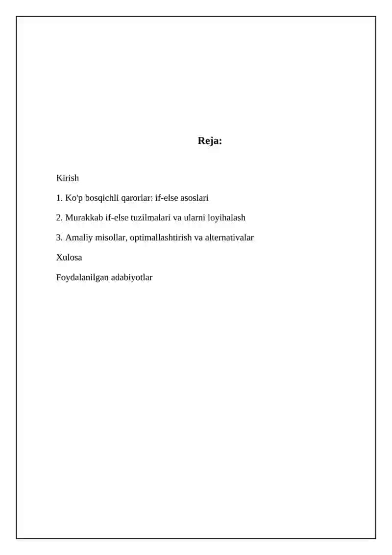 If–else bilan ko‘p bosqichli qarorlar 2