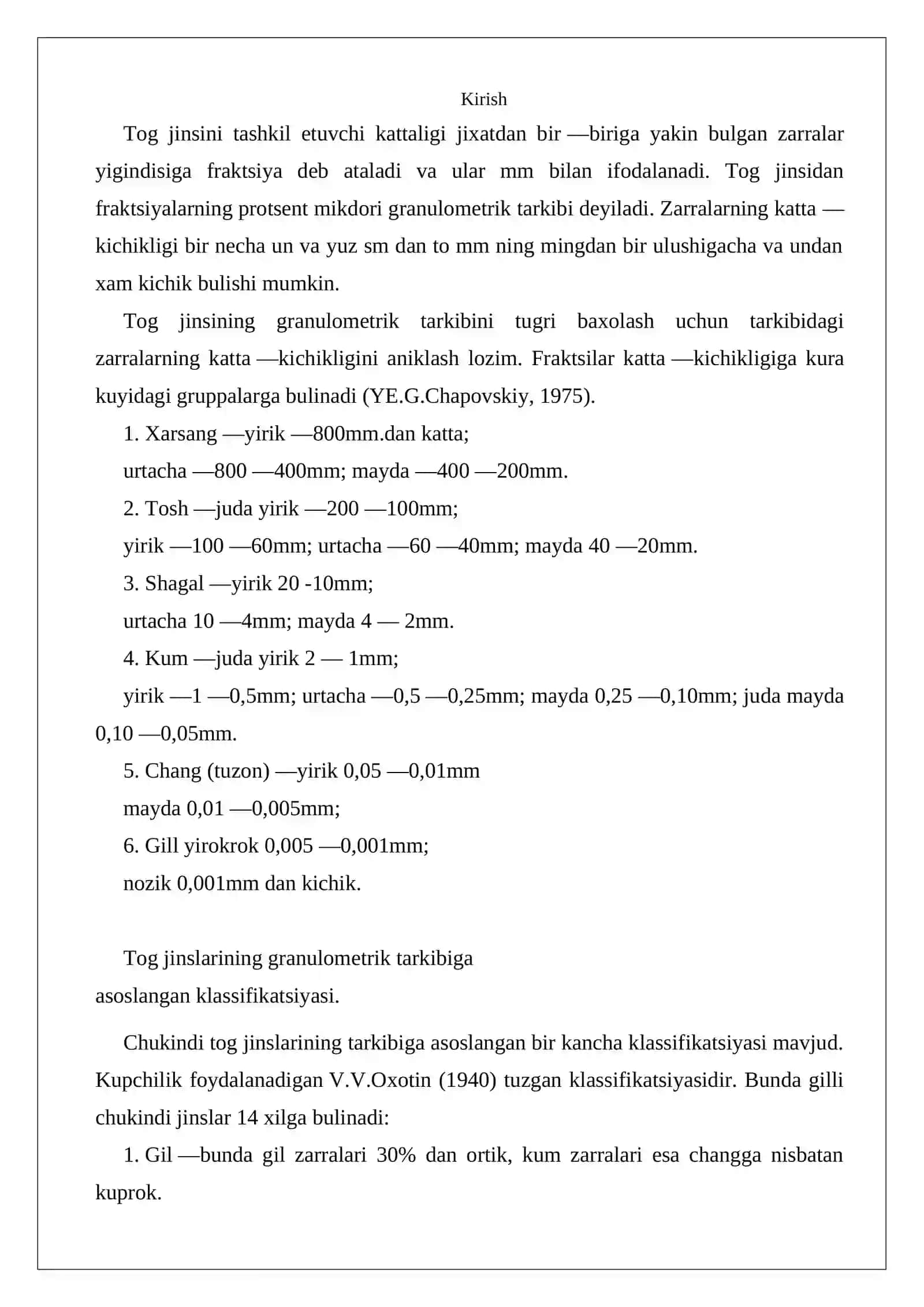 Tog’ jinslarining muhandislik-geologik tasnifi 2
