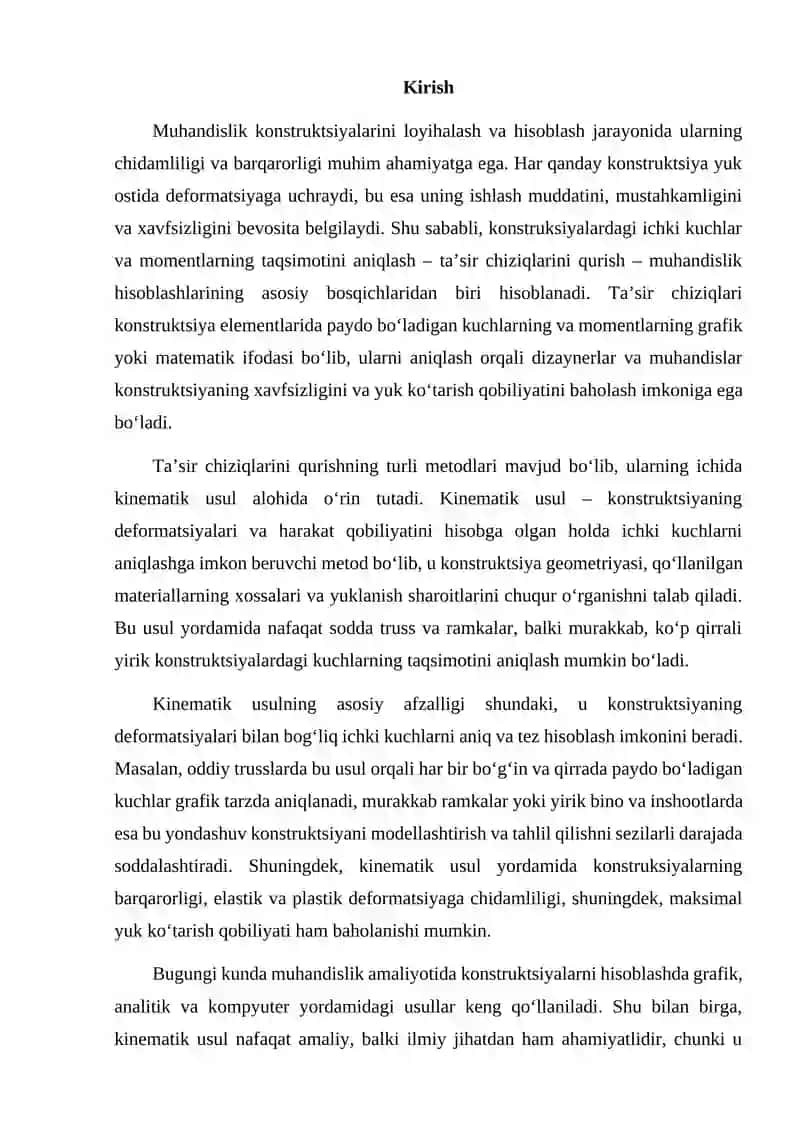 Ta’sir chiziqlari qurishning kinematik usuli 2