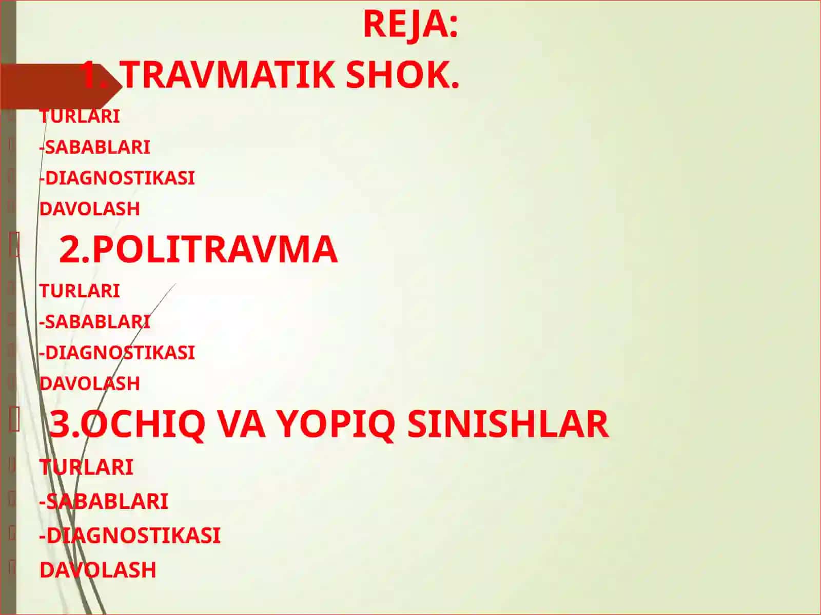 TRAVMATIK SHOK. POLITRAVMA. OCHIQ VA YOPIQ SINISHLAR 2