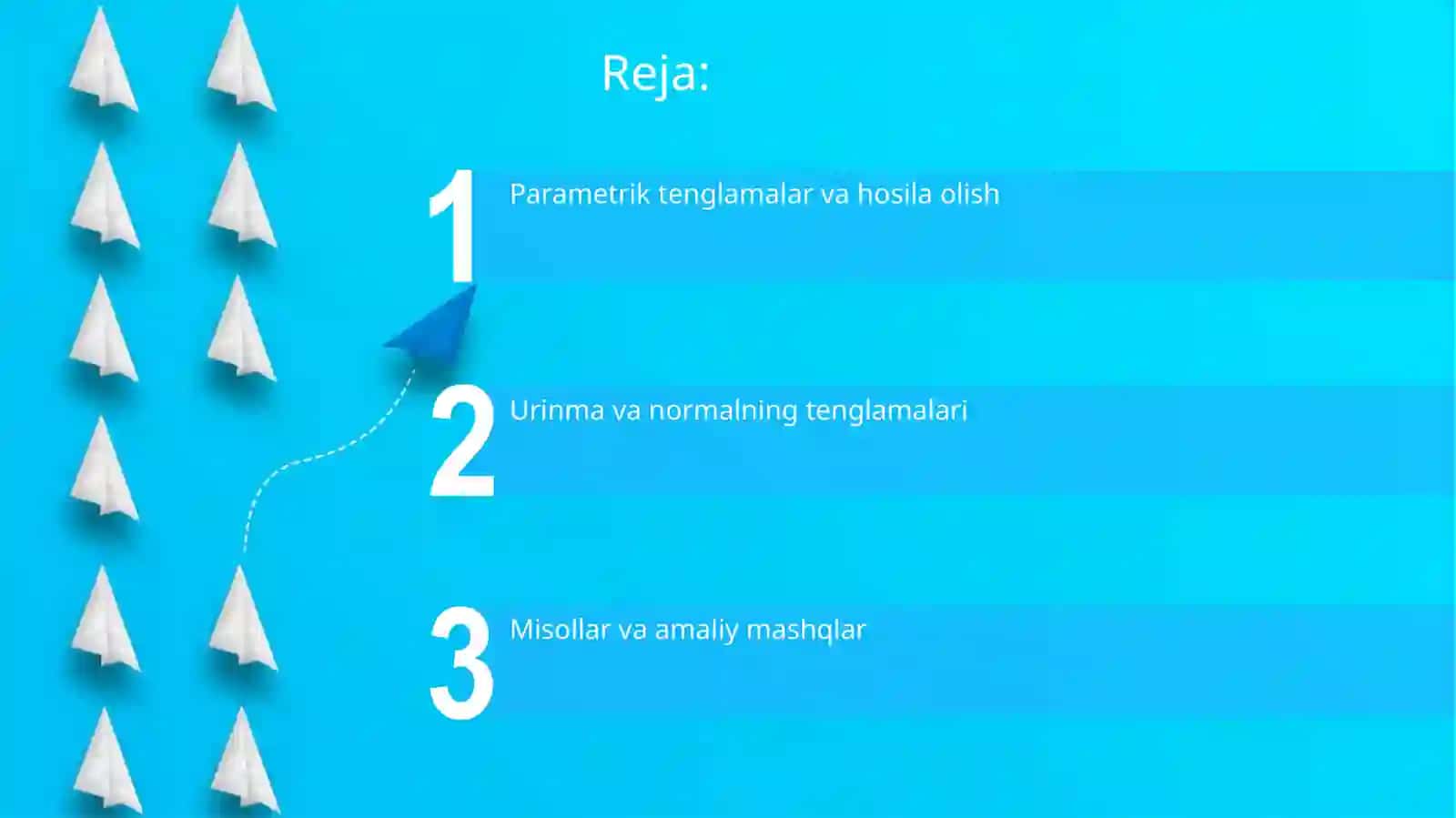 Barametrik tenglama bilan berilgan chiziq urinmasi va normali tenglamalari 2