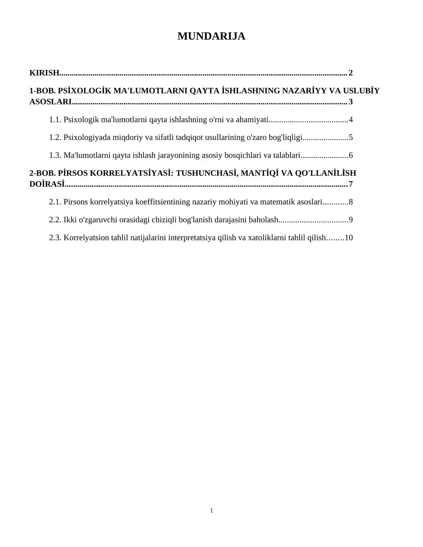Psixologik malumotlarni qayta ishlashmetodlari va texnologiyasi fanidan esse mavzusi pirson korrelyatsiyasi 15list. Termiz Davlat Pedagogika inistituti sirtqi ta'lim 2-kurs 24-02-guruh talabasi Amirova Hamidaning psixolgik ma'lumotlarni qayta ishlash metodlar va texnologiyalari fanidan taqdimoti. 2