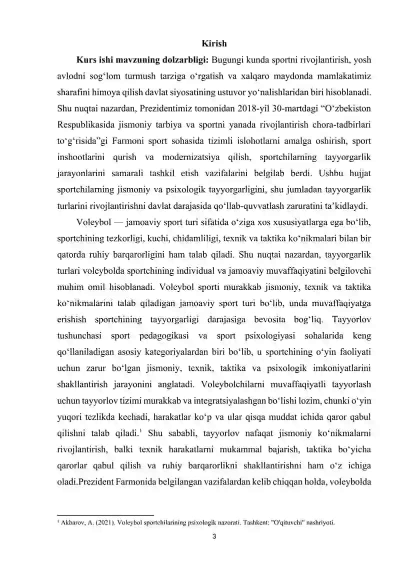 Voleybolda tayyorgarlik turlarining oʻrni va ahamiyati 2