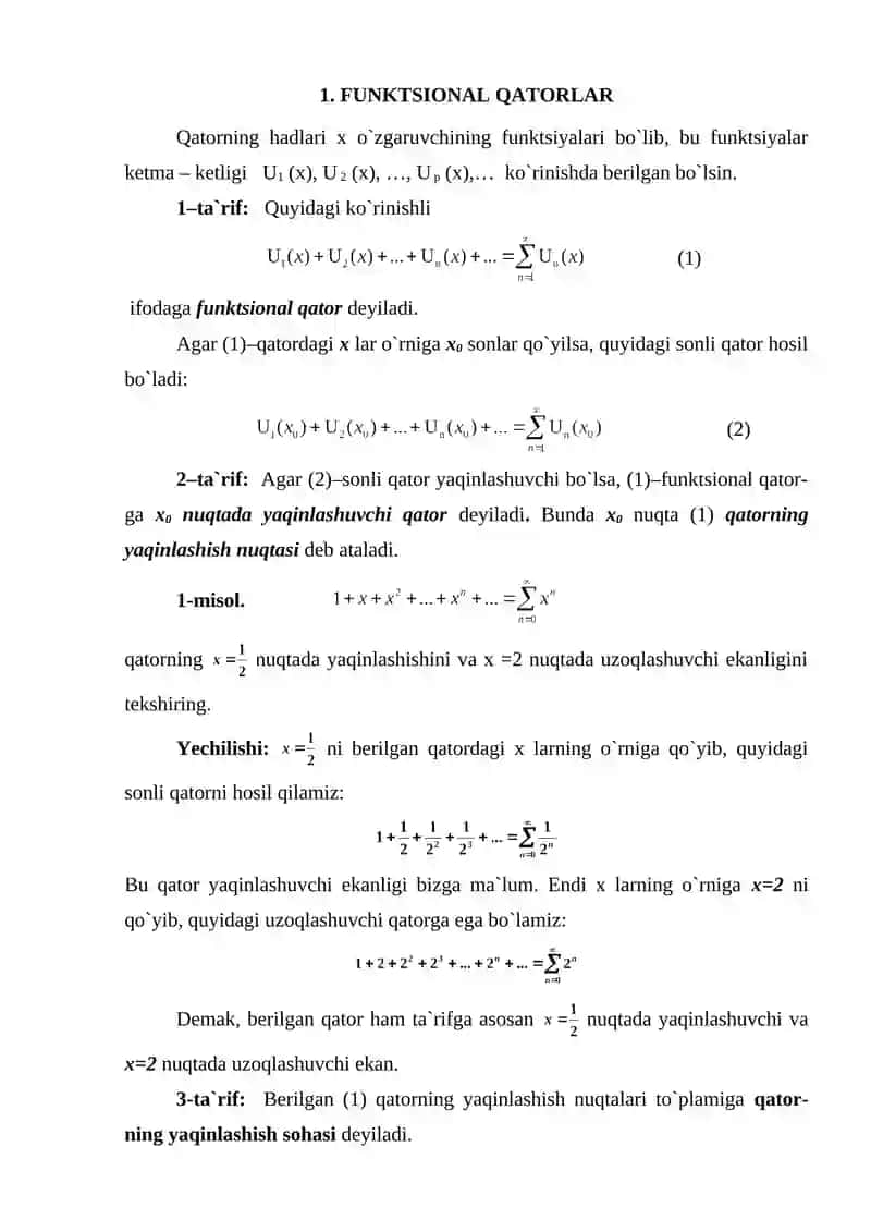 Funktsional qatorlar 2