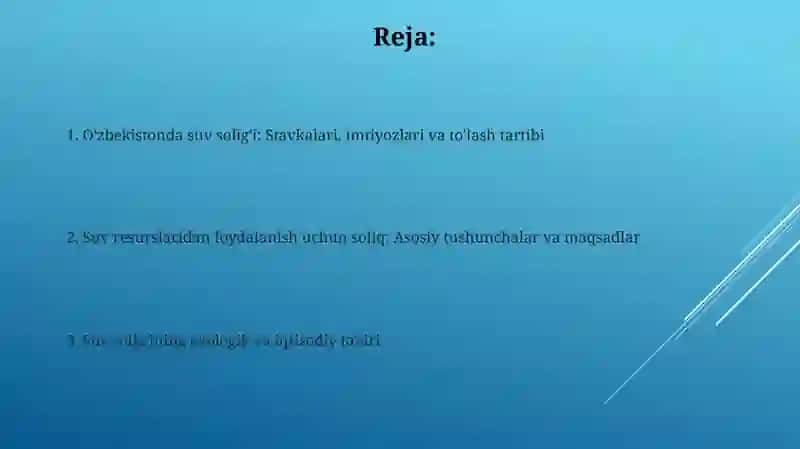 Suvresurslaridan foydalanganlik uchun soliq 2