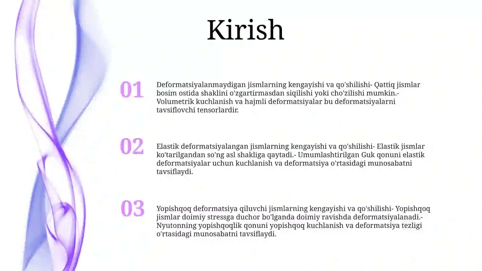 Deformatsiyalanuvchi Jism Nuqtalarida Umumlashgan Hajmiy Kuchlanish Holati.Guk Qonunlari 2