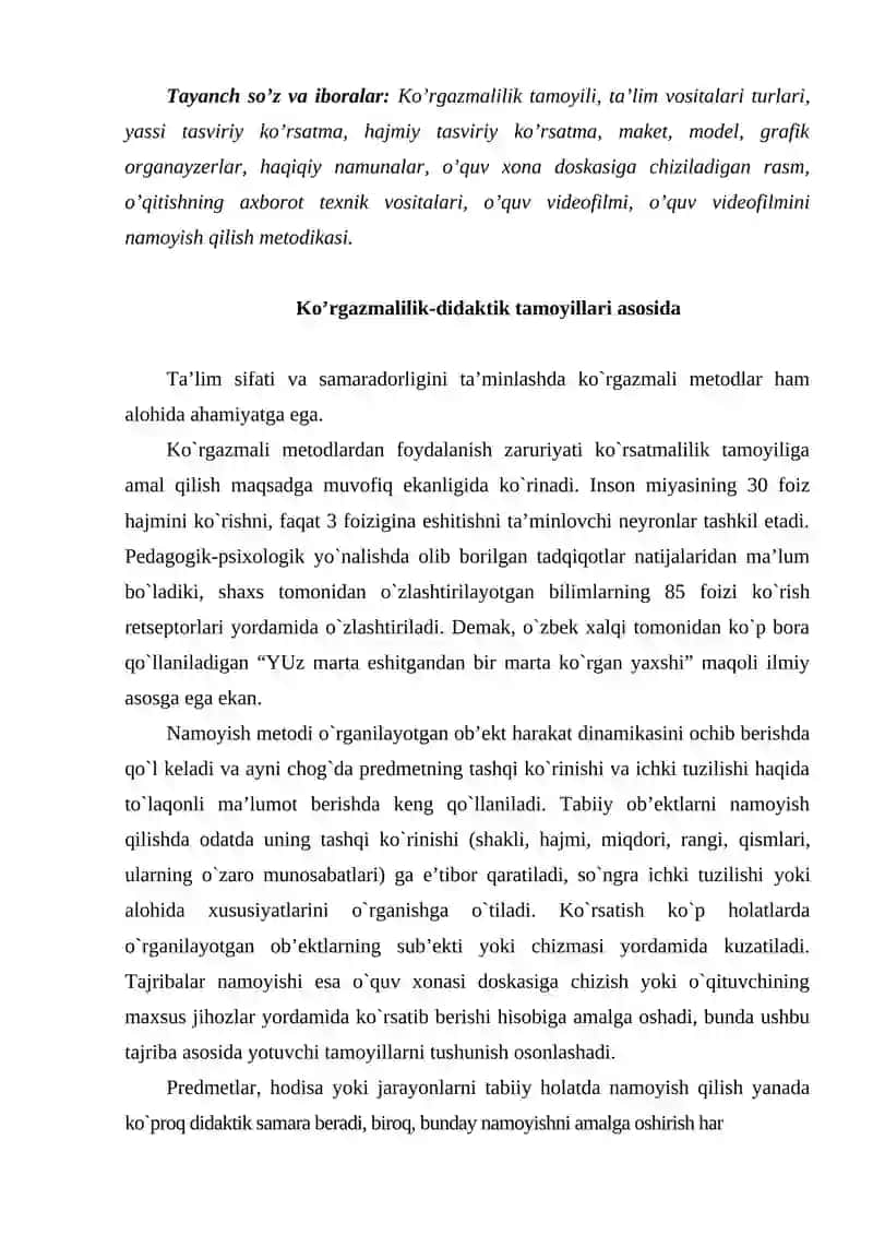 KO'RGAZMALIK SOZLAB BERISH VA AMALIY FAOLIYAT METODLARI 2