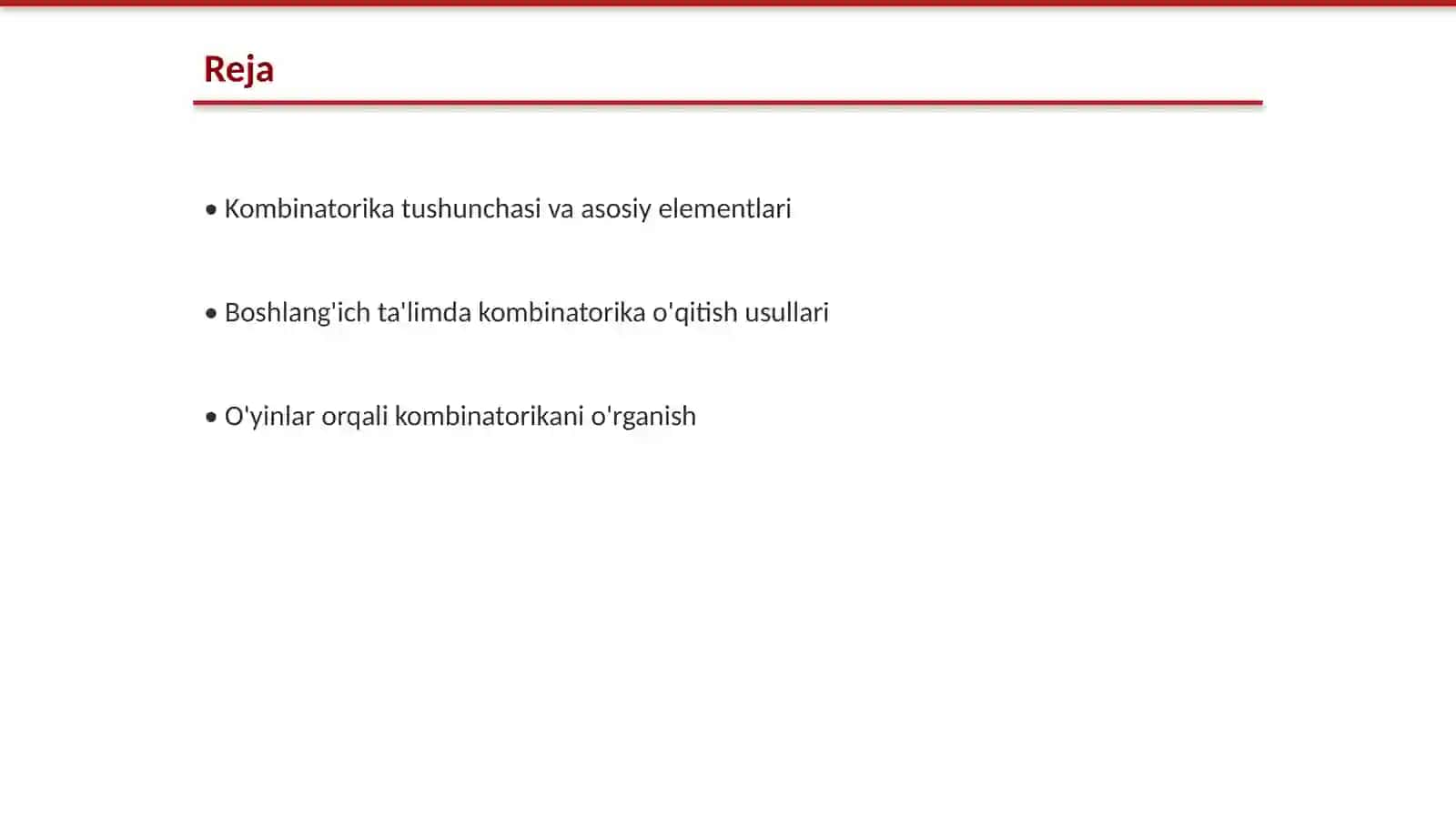 Boshlang'ich ta'limda kombinatorika elementlar/ Boshlang'ich sinf matematika darslarida integratsiyalashgan ta'lim fanidan 2