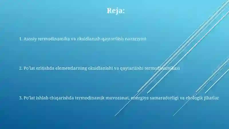 Polat eritish jarayonlarida elementlarning oksidlanish va tiklanish termodinamikasi 2