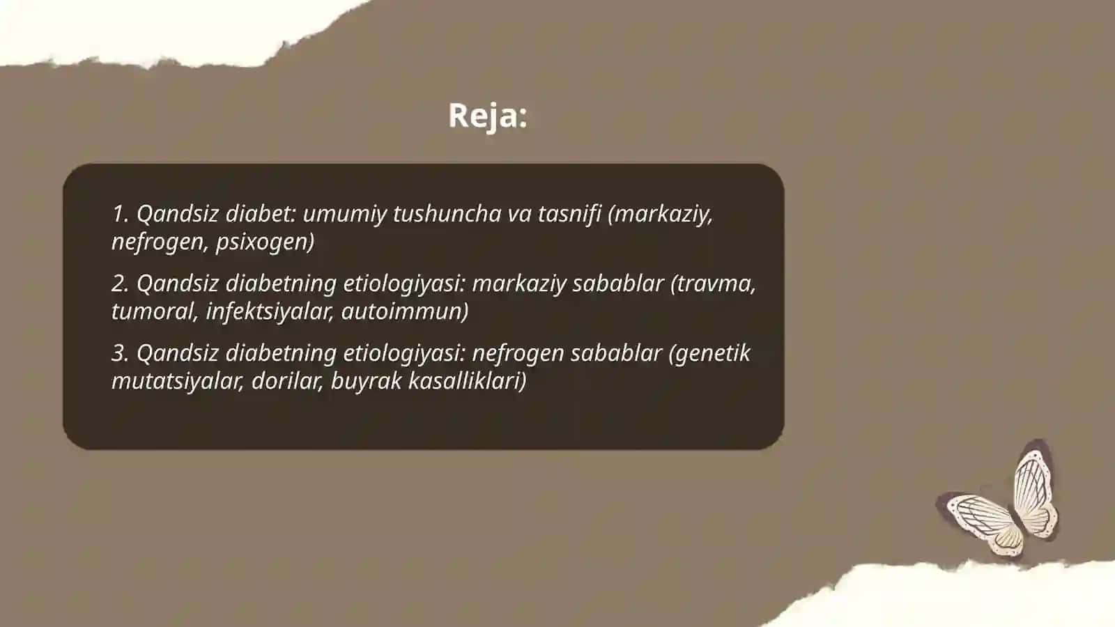 Qandsiz diabet etiologiyasi, patogenezi klinikasi va davolash 2