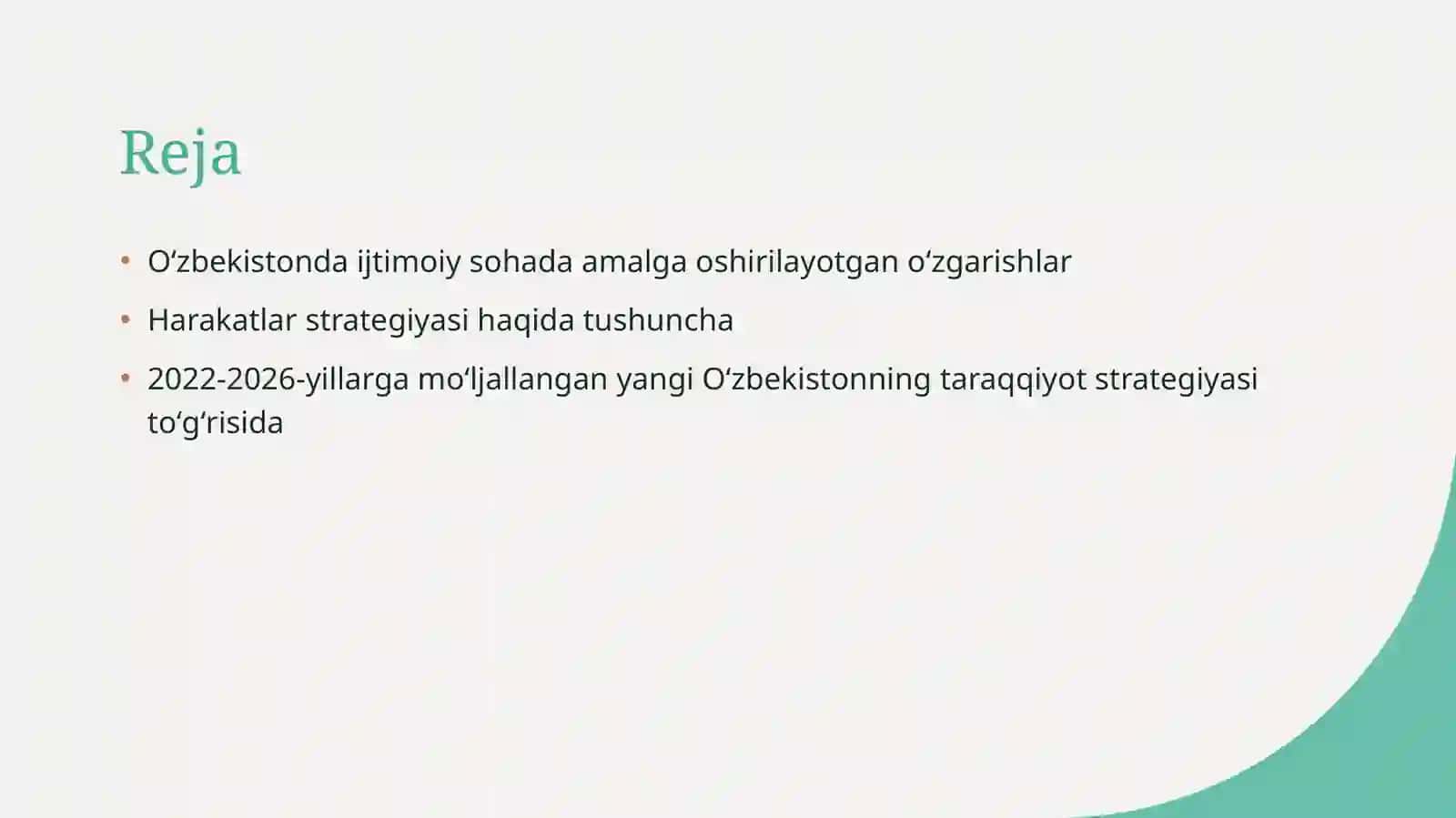 Oʻzbekistonda ijtimoiy sohada amalga oshirilayotgan oʻzgarishlar mazmun va mohiyati 2