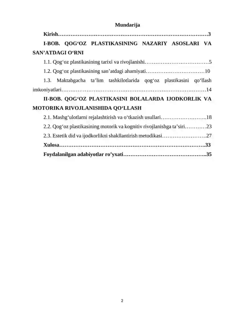 Maktabgacha taʼlim tashkilotlarida qogʻoz plastikasi sanʼatining ahamyati. 2