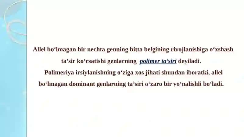 Genlarning polimer ta'siri 2