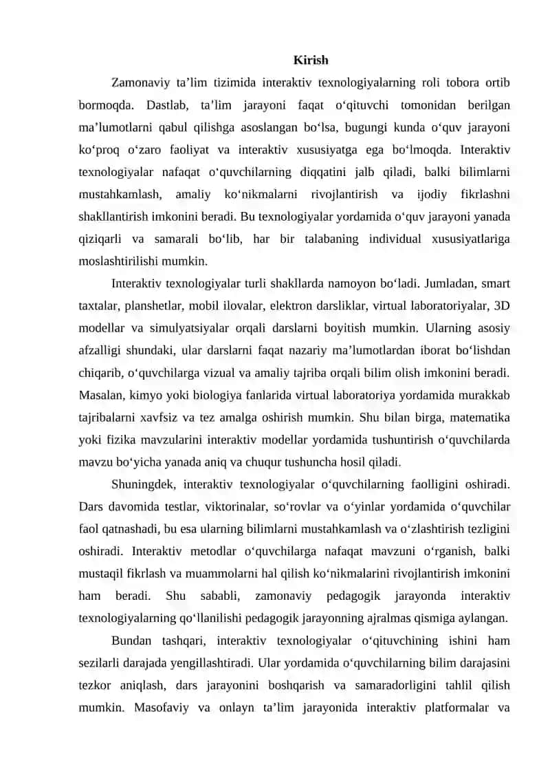 Zamonaviy interaktiv texnologiyalar va ulardan samarali foydalanish 2