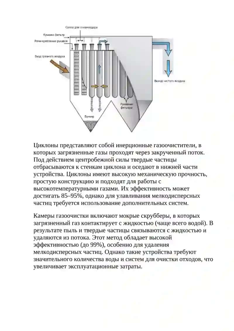 Обеспыливание газов. Виды газоочистителей: пылеосадочные камеры, циклоны, камеры газоочистки, фильтры, электрофильтры. Ректификация сжижением воздуха. 2