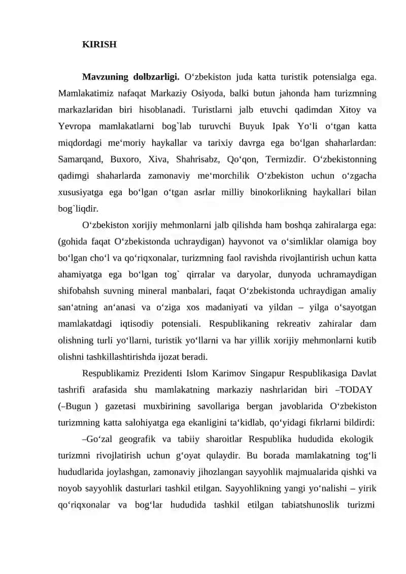 TURISTIK FAOLIYATNI DAVLAT TOMONIDAN NAZORAT QILISH 2