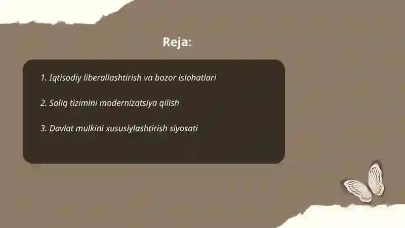 Iqtisodiy liberallashtirish va bozor islohatlari 2
