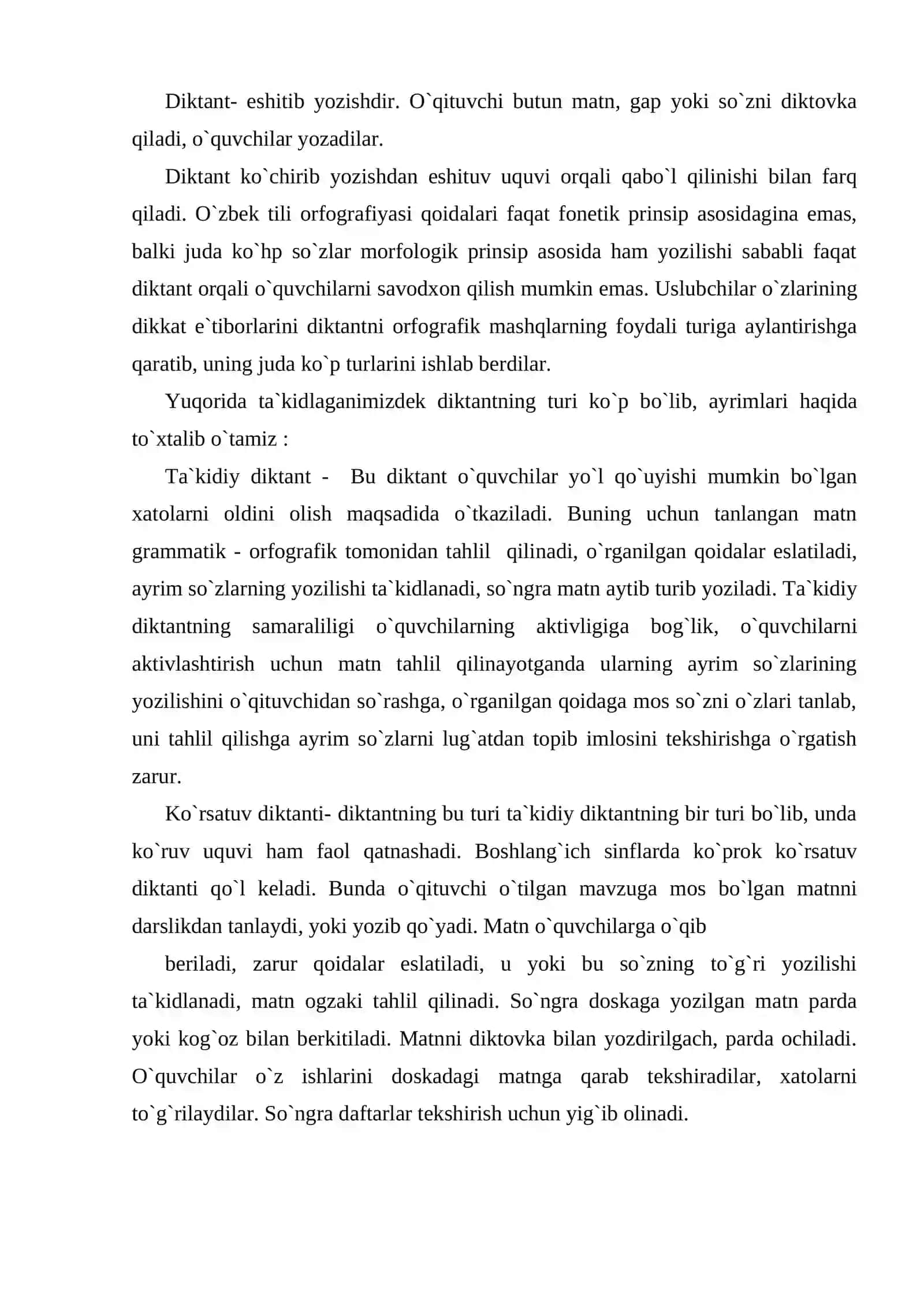 Boshlang'ich sinflarda tekshiruv diktanti va uni tashkil etish 2