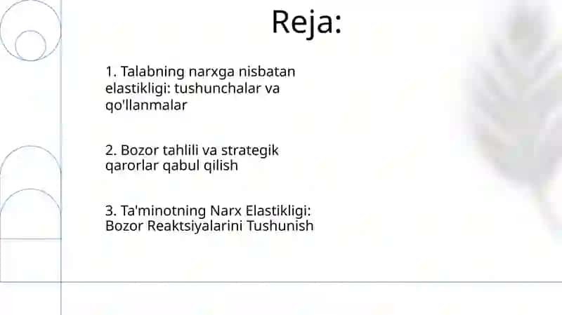 Talab va taklif elastikligi ko'rsatkichlarining bozor holati tahlilidagi o'rni 2