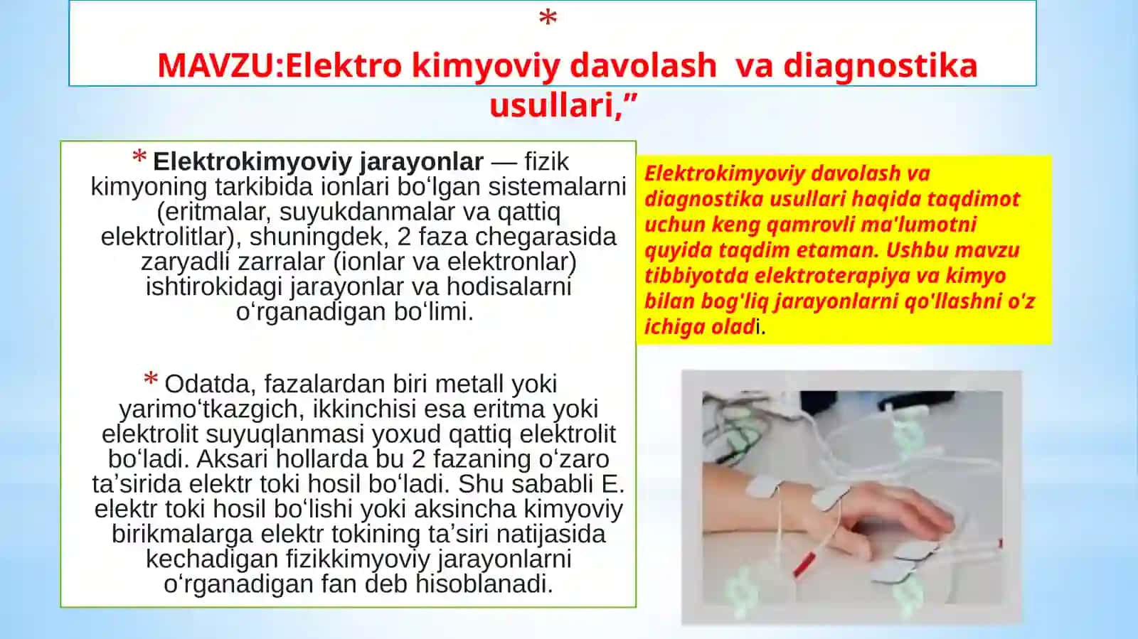Elektrokimyoviy Davolash va Diagnostika Usullari 2