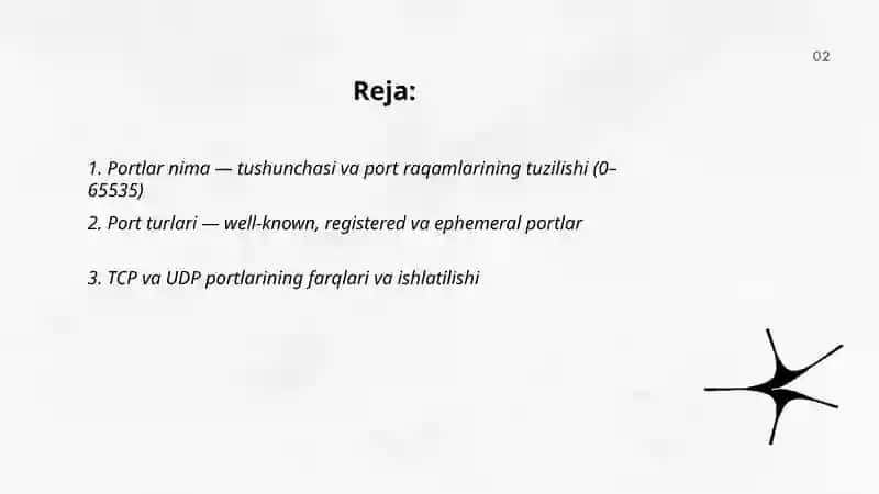 Portlar tushunchasi va socket dasturlash asoslari 2