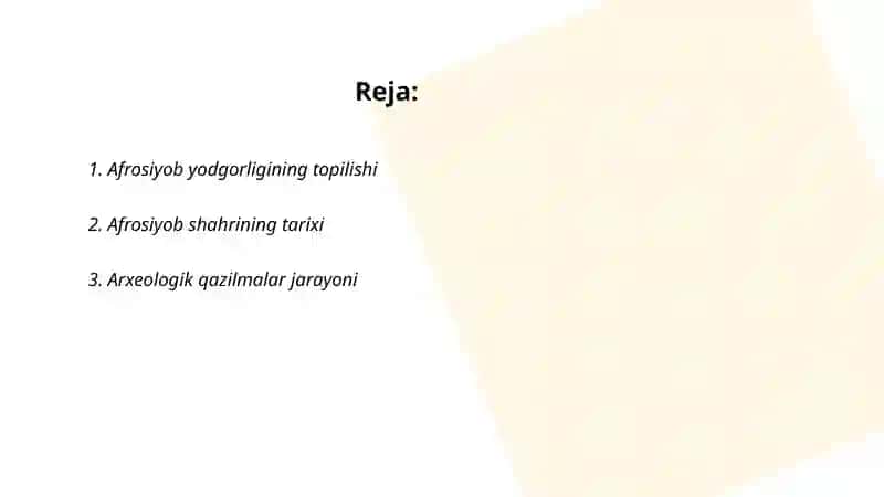 Afrosiyob yodgorligi o'rganilish tarixi 2