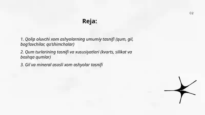 Qolip oluvchi xom ashyolar tasnifi 2