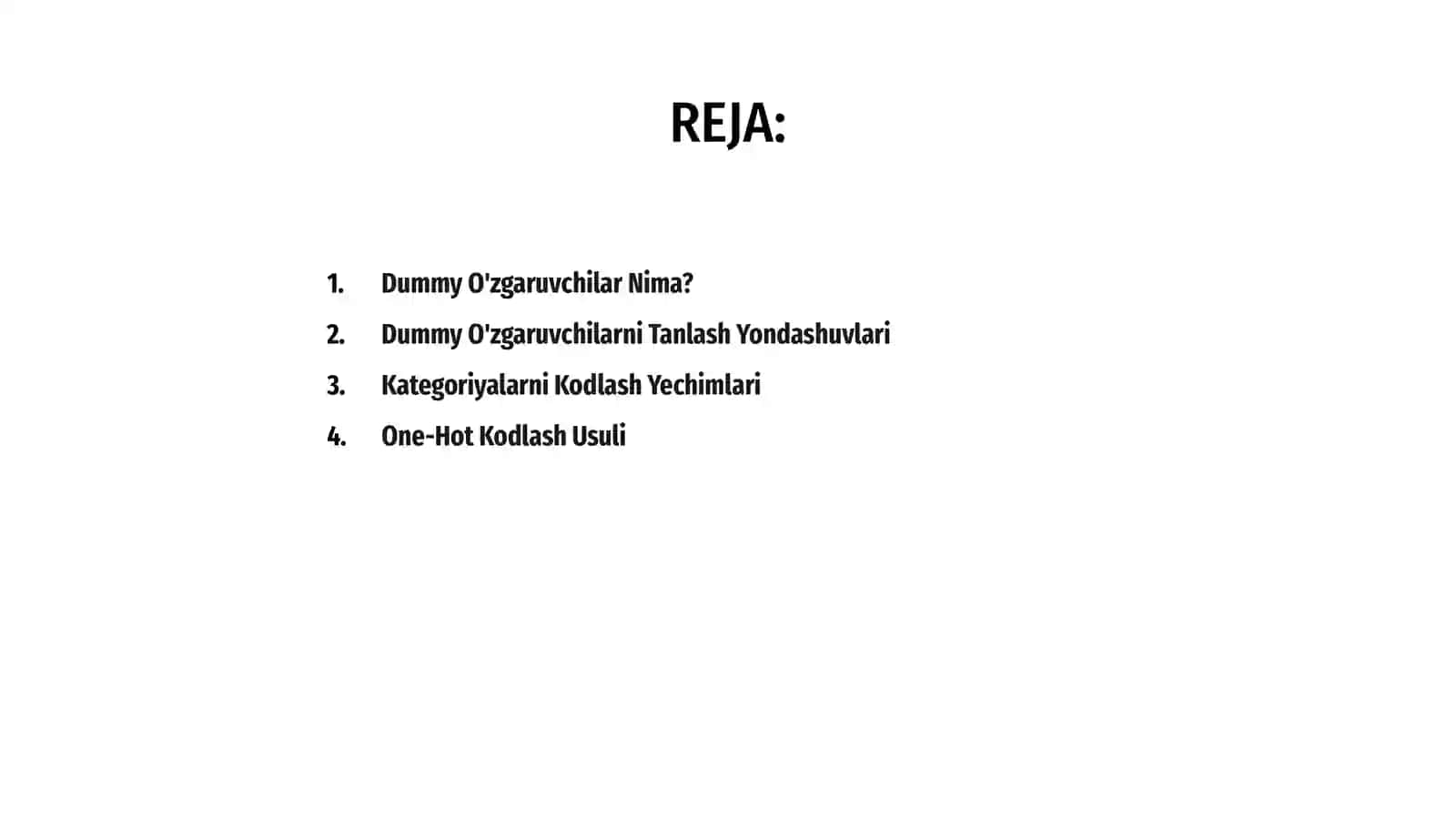 Dummy o'zgaruvchilarni regressiya modeliga kiritish usullari 2