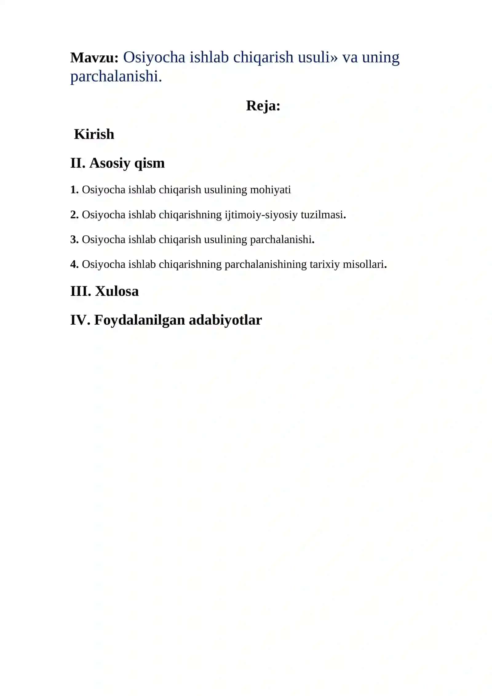 Osiyocha ishlab chiqarish usuli» va uning parchalanishi 2