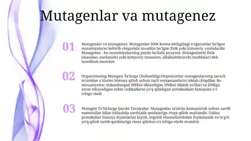 Organizmning Mutagen Ta'Sizga Chidamliligi 2