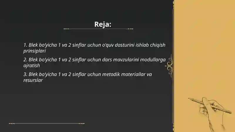 Blek boʻyicha 1 va 2 sinflarni tayyorlash xususiyatlari 2