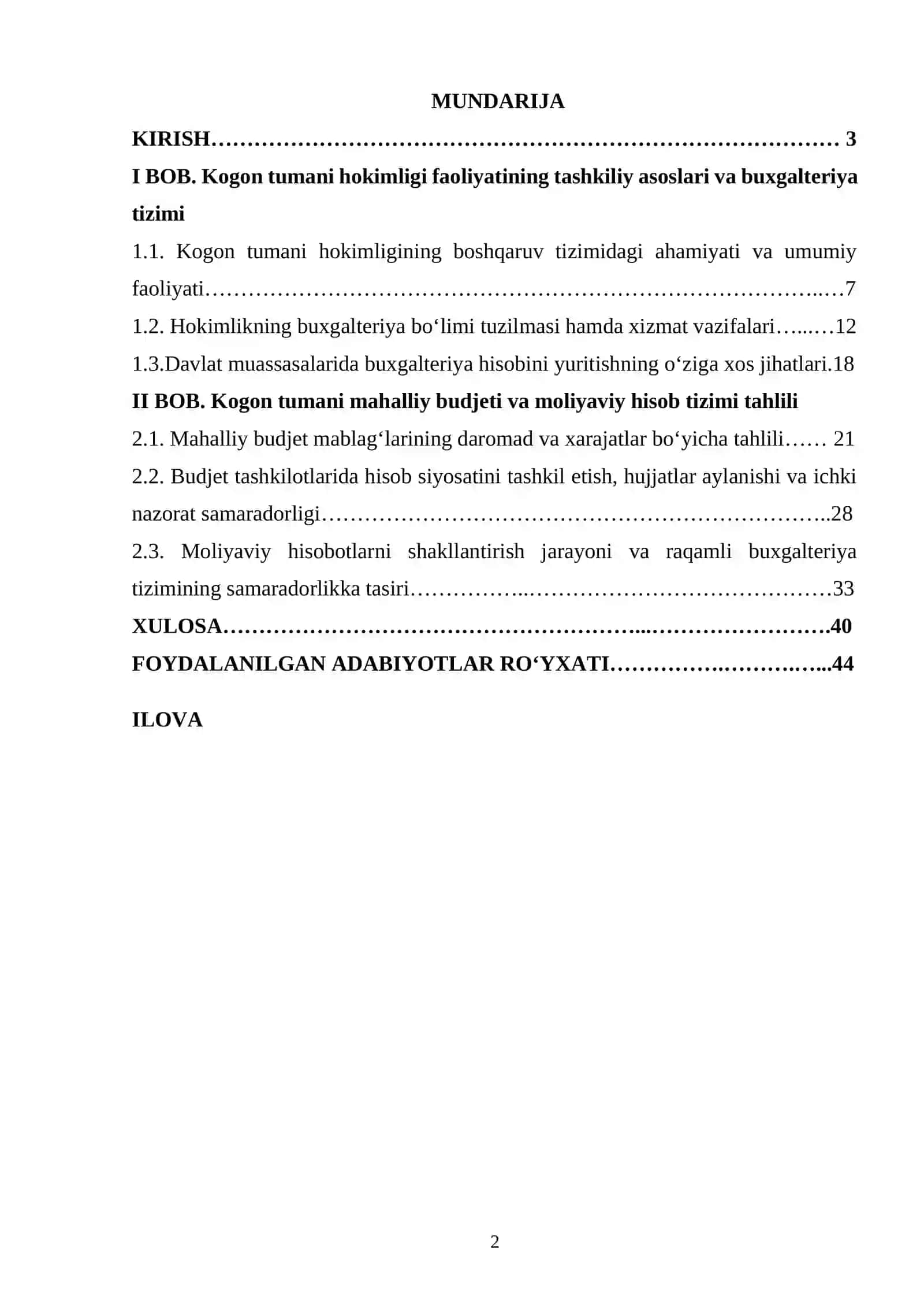 MALAKAVIY AMALIYOTI BO‘YICHA HISOBOTI. Buxoro viloyati Kogon tumani hokimligi buxgalteriya bo‘limi 2