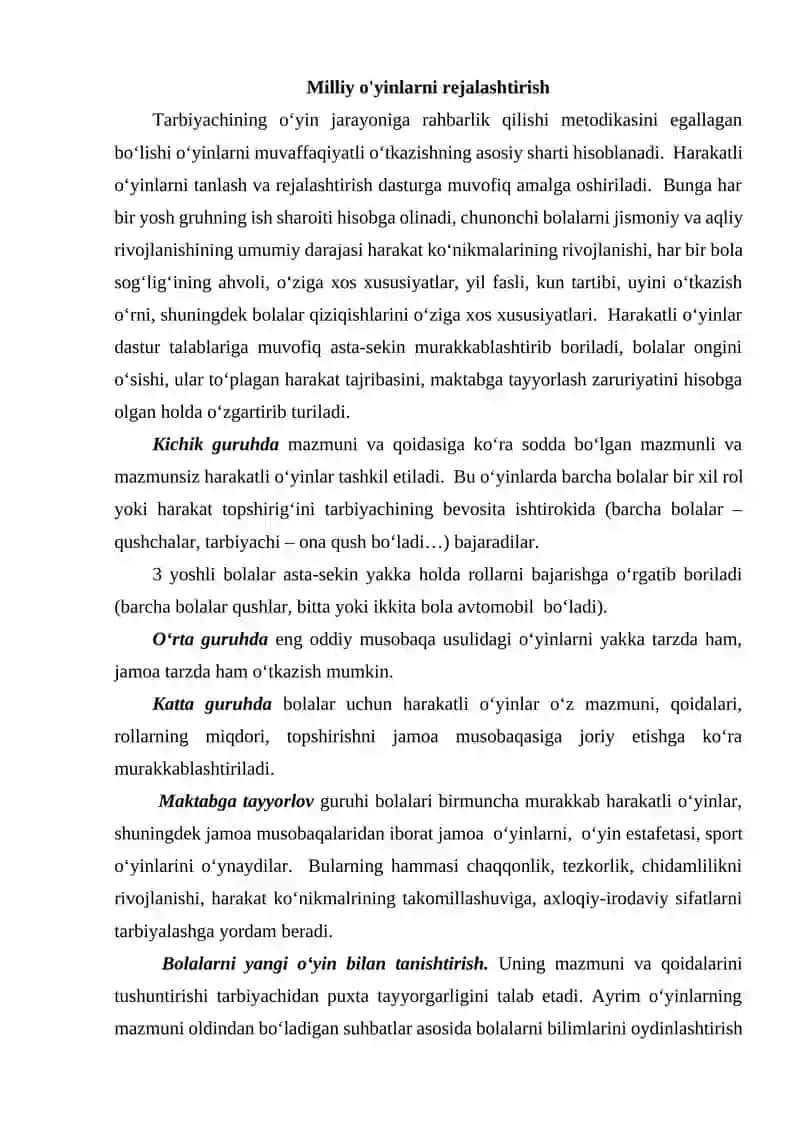 Harakatli o'yinlarni rejalashtirish 2