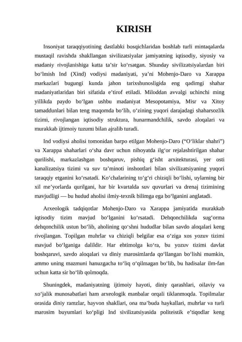 Qadimgi xindiston svilizatsiyasi (Mohinjo-Daro va Xarapa) 2